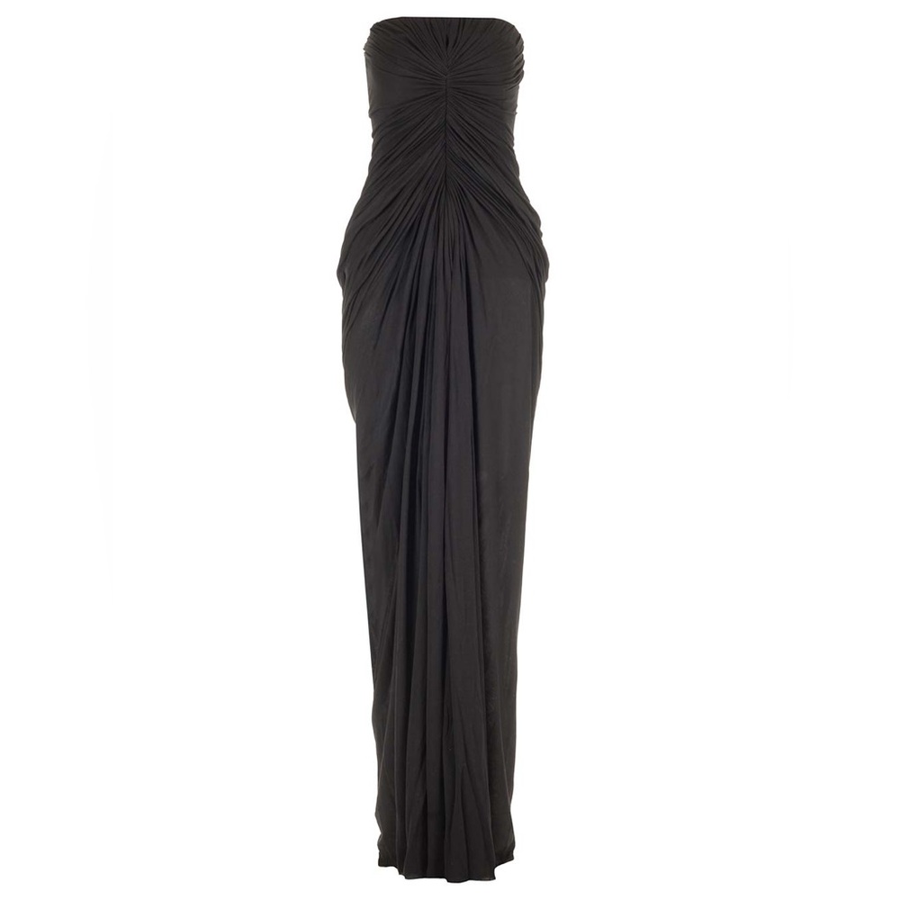 RICK OWENS Long Draped Bustier Dress Black